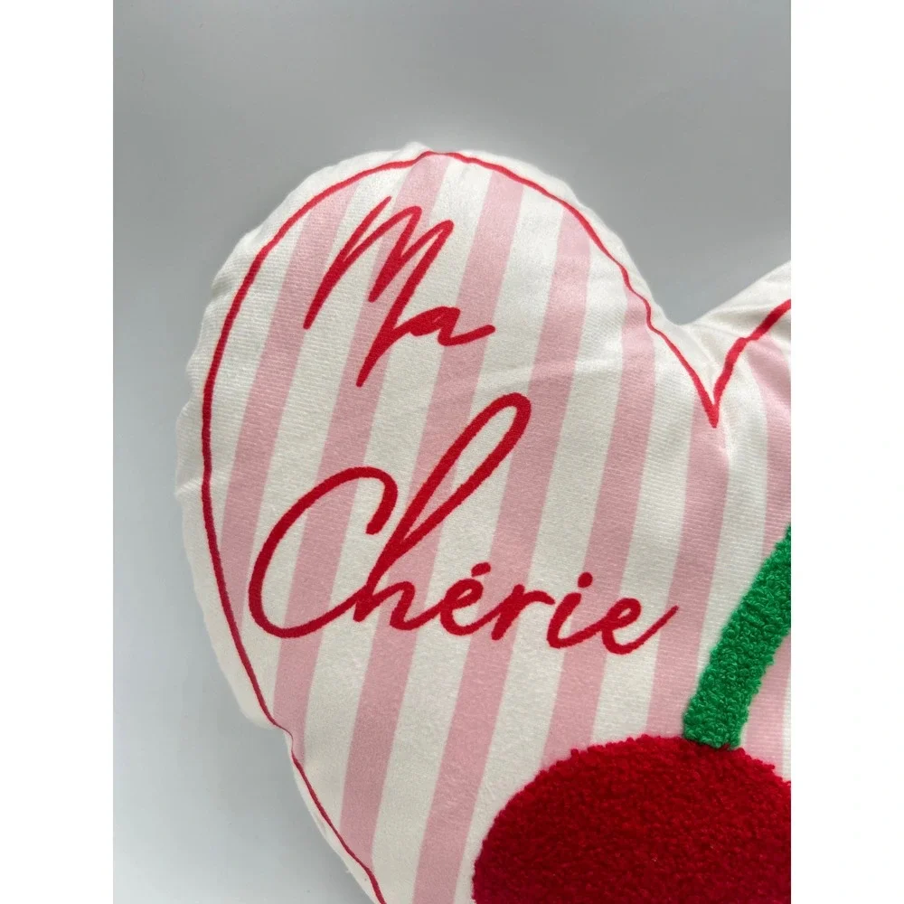 New Target Bullseye Ma Cherie‎ Heart Pillow Decorative Pink Striped Cherry Plush